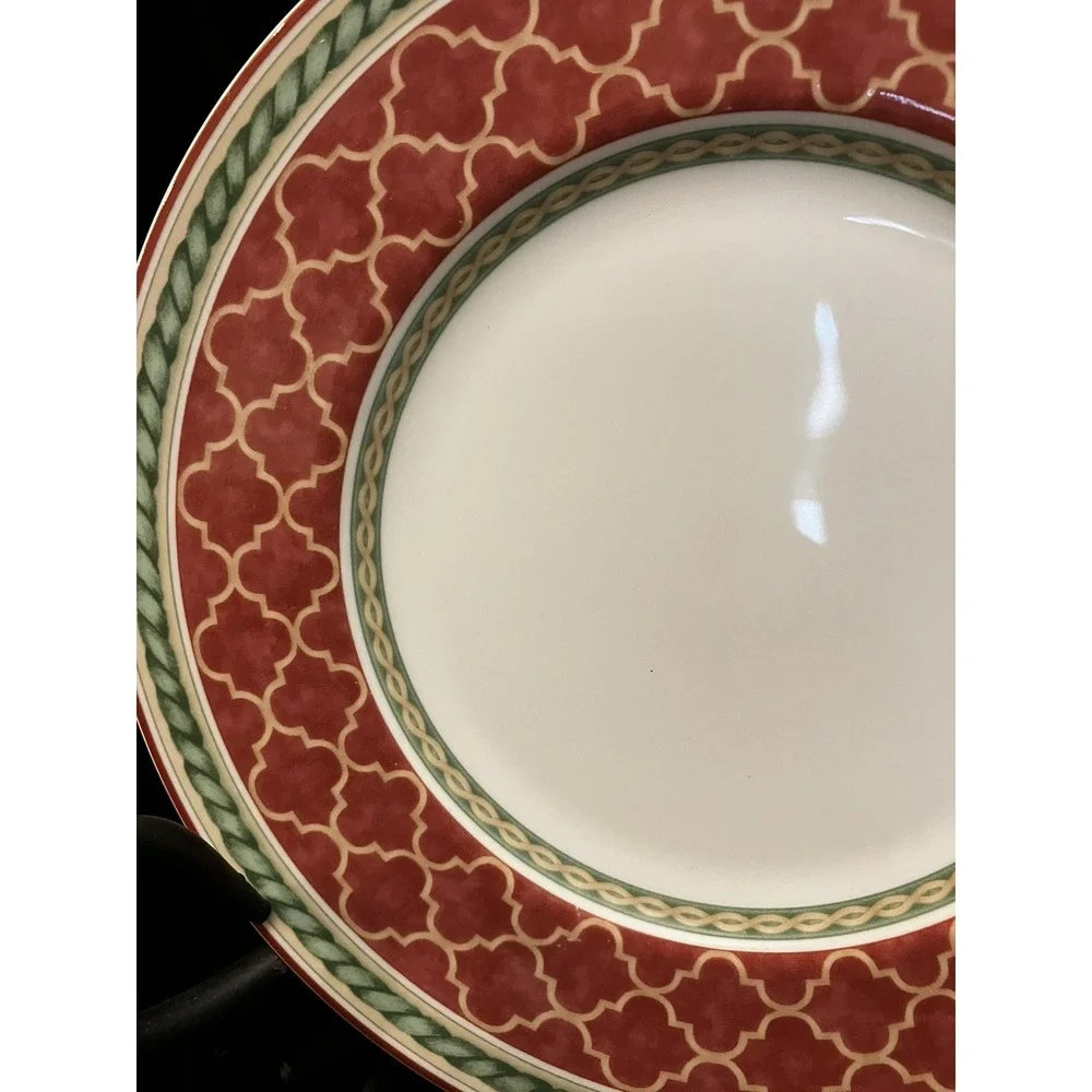 Fitz & Floyd Porcelain Sonoma Coral Arabesque Green Rope Edge Replacement Plate